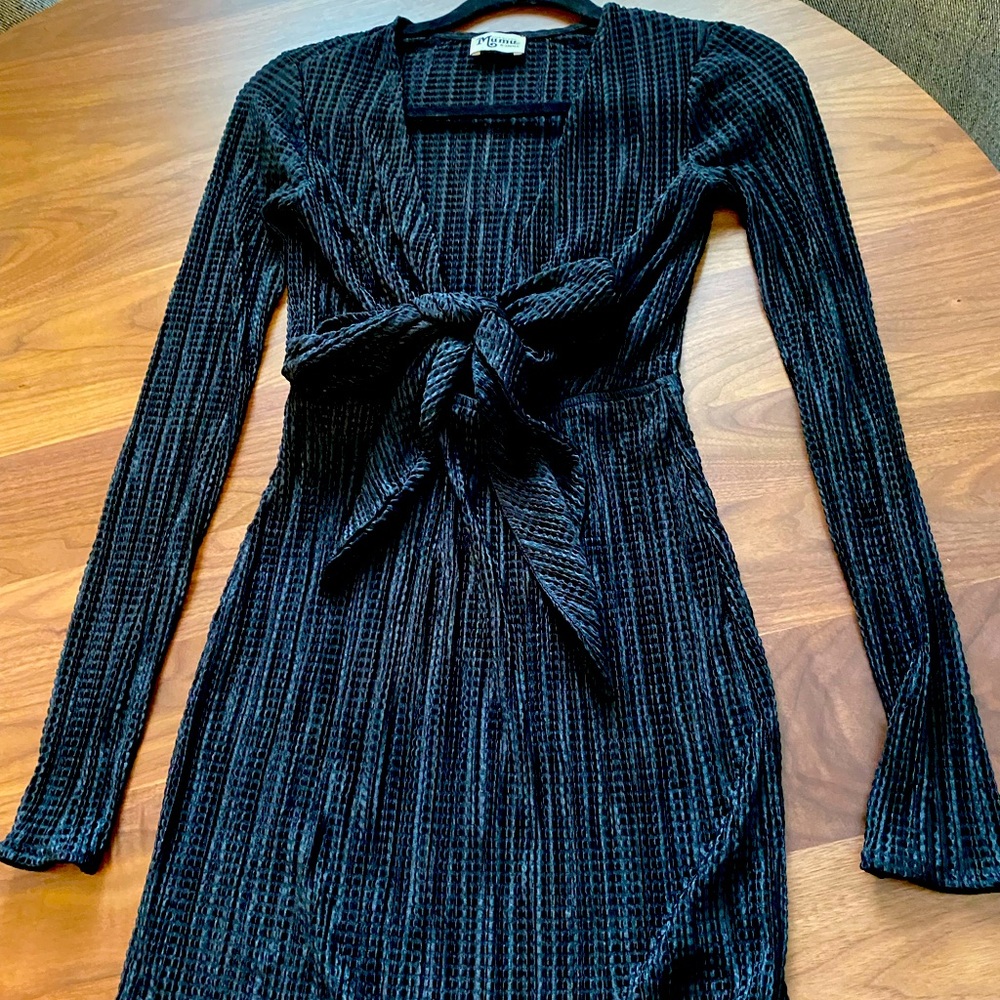 Show Me Your MuMu black front tie dress